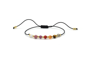 Bransoletka minimalistyczna znak zodiaku WAGA zodiakalna na czarnym sznurku z kamieni naturalnych