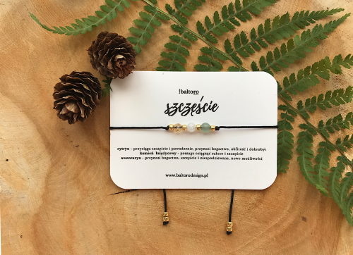 Bransoletka ochronna z kamieni naturalnych na SZCZĘŚCIE –  cytryn, kamień księżycowy, zielony awenturyn | Amulet na sznurku | Baltoro Design