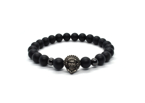 Bransoletka męska kamienie naturalne czarny onyks indianin