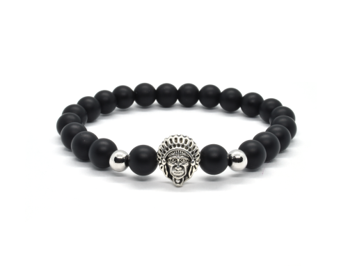 Bransoletka męska kamienie naturalne czarny onyks indianin baltoro design