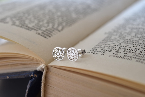 Srebrne kolczyki mandale | Ażurowe kolczyki ze srebra rozeta | Baltoro Design