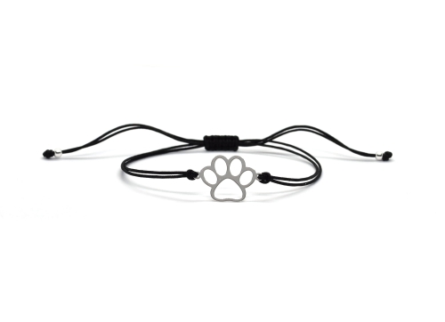 Bransoletka na sznurku srebrna łapa psa | Baltoro Design