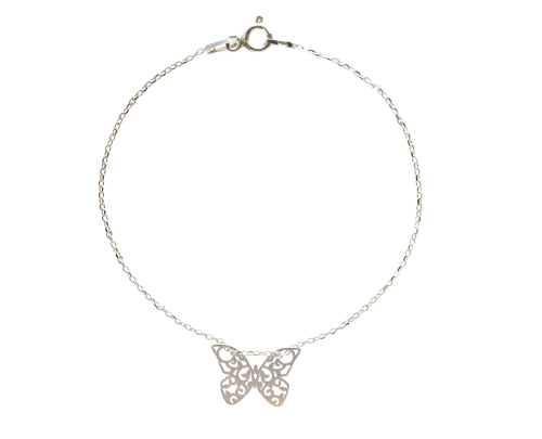 Bransoletka łańcuszkowa motyl ażurowy srebro 925
