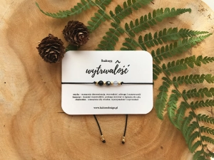 Bransoletka ochronna na WYTRWAŁOŚĆ z kamieni naturalnych - chalcedon, hematyt, czarny onyks | Amulet na sznurku | Baltoro Design