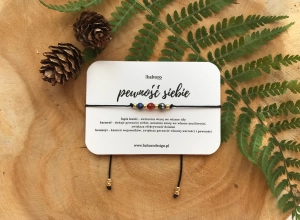 Bransoletka ochronna na PEWNOŚĆ SIEBIE z kamieni naturalnych  –  lapis lazuli, karneol, hematyt | Amulet na sznurku | Baltoro Design