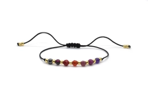 Bransoletka minimalistyczna znak zodiaku BARAN zodiakalna na czarnym sznurku z kamieni naturalnych