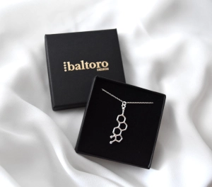 Srebrny naszyjnik estrogen | Łańcuszek srebro 925 wzór chemiczny  | Baltoro Design