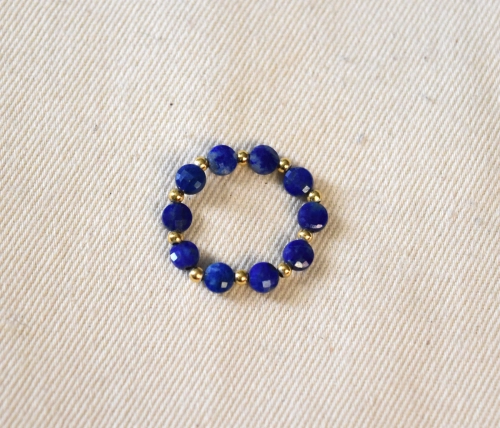 Pierścionek elastyczny z naturalnych kamieni lapis lazuli srebro | Baltoro Design