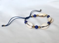 Bransoletka z muszelkami i lapis lazuli naturalnymi kamieniami na sznurku Baltoro Design