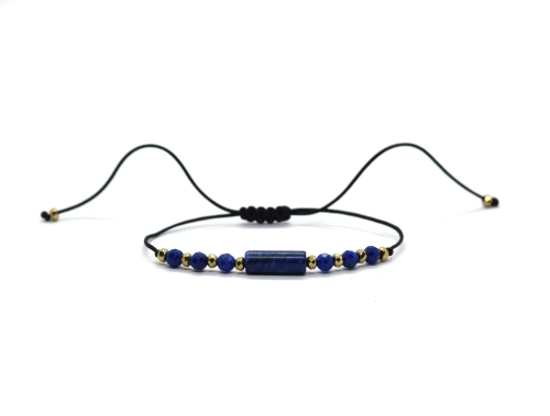 Bransoletka z naturalnym lapis lazuli i złotym hematytem na sznurki Baltoro Design